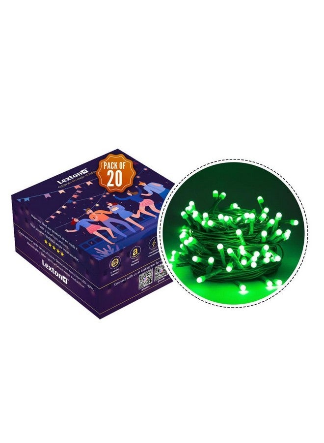 Lexton 40 LED Power Pixel Serial String/Fairy Light | Plug Sourced | Suitable for Home & Outdoor Decoration, Diwali, Christmas, Ramadan, Wedding, Party, Festival (Pack of 20, Green) - Image 2