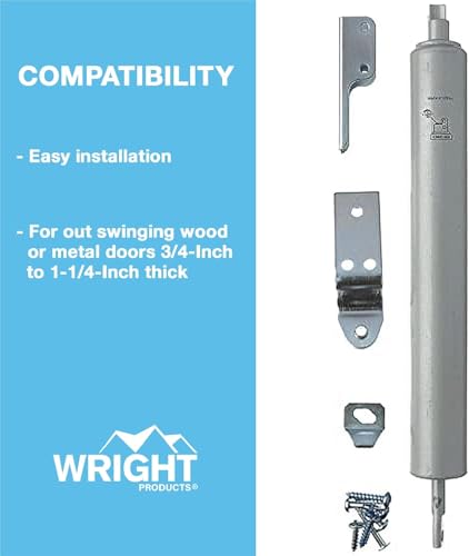 Wright Products VJ1020CAL Pneumatic Aluminum Screen Door Closer For Wood Or Metal Out Swinging Doors - Image 3