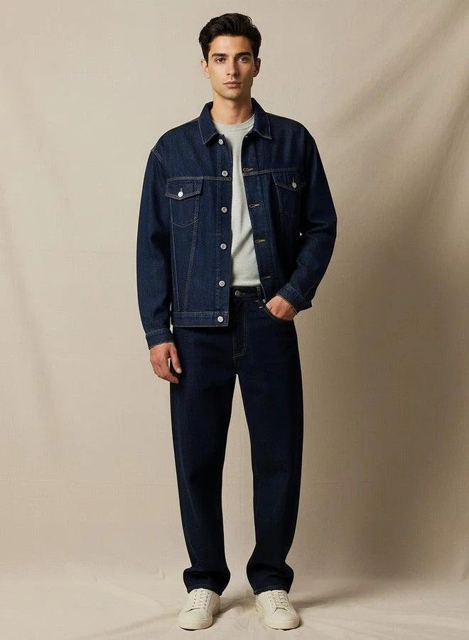 Lee Cooper  Lee Cooper Men Regular Fit Denim Trucker Jacket for Men | Best Price UAE
