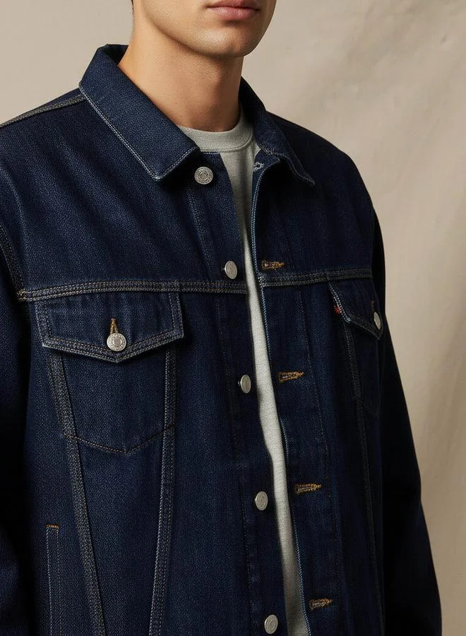 Lee Cooper  Lee Cooper Men Regular Fit Denim Trucker Jacket for Men | Best Price UAE