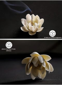 Aura Finesse Handmade Incense Holder,Handicraft Incense Holder for Sticks,Ceramic Lotus Ash Catcher Tray,Porcelain Decorative Flower  - Image 1
