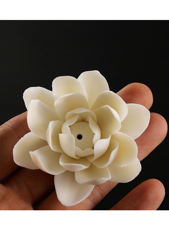 Aura Finesse Handmade Incense Holder,Handicraft Incense Holder for Sticks,Ceramic Lotus Ash Catcher Tray,Porcelain Decorative Flower  - Image 5