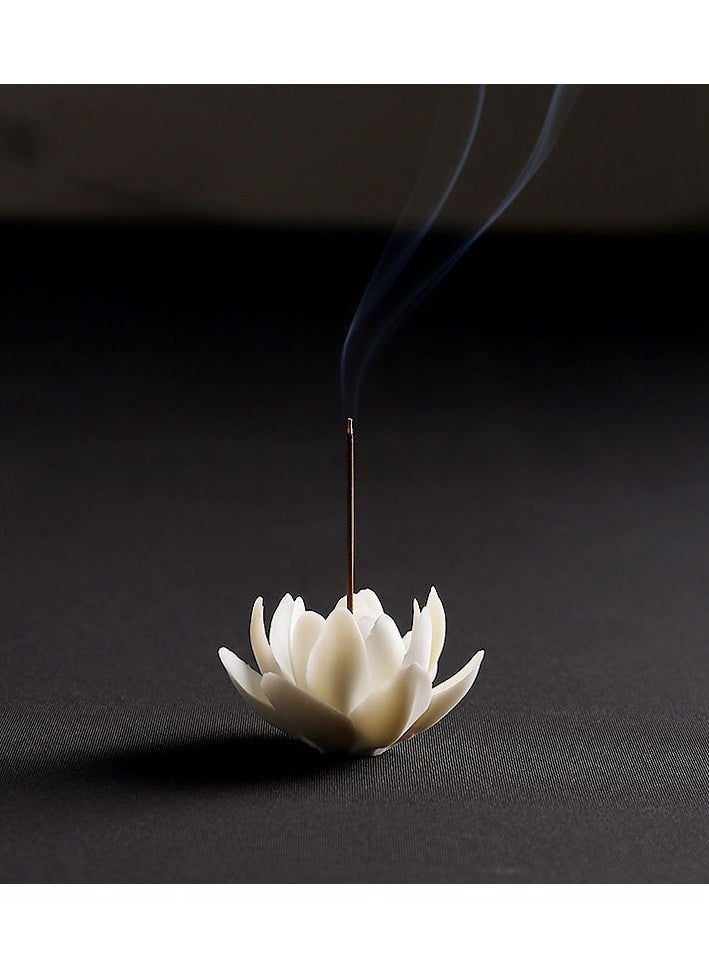 Aura Finesse Handmade Incense Holder,Handicraft Incense Holder for Sticks,Ceramic Lotus Ash Catcher Tray,Porcelain Decorative Flower  - Image 2