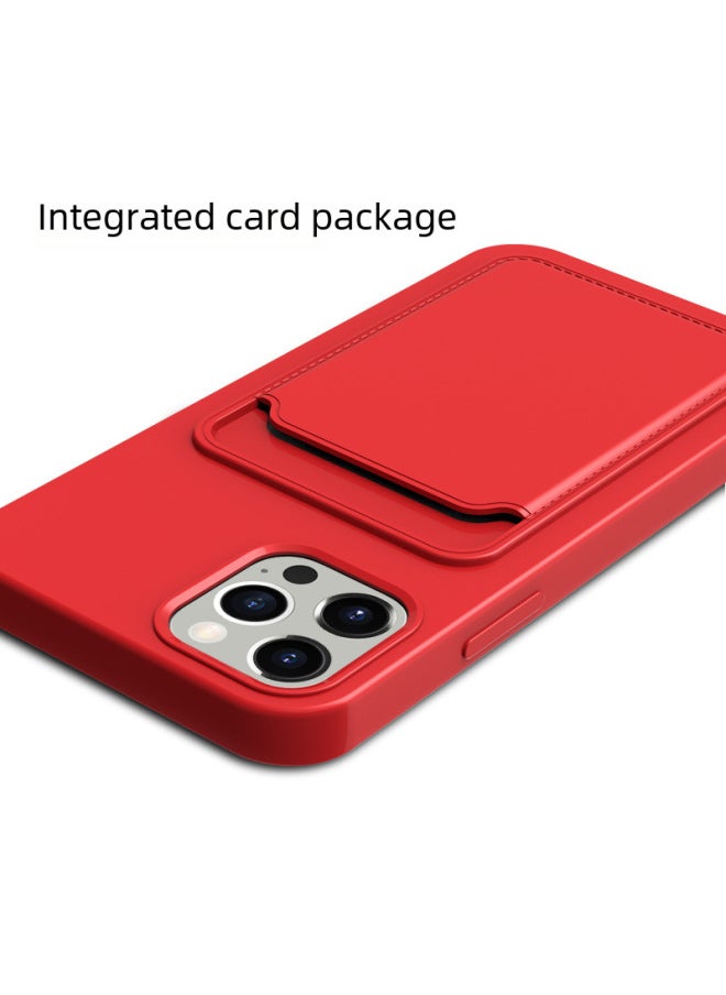 All-in-one Card Holder Suitable For Iphone14prax Mobile Phone Case Apple 13 Tpu Frosted Soft Case Protective Cover-Color:Dark Green-Applicable Model:15 Prax