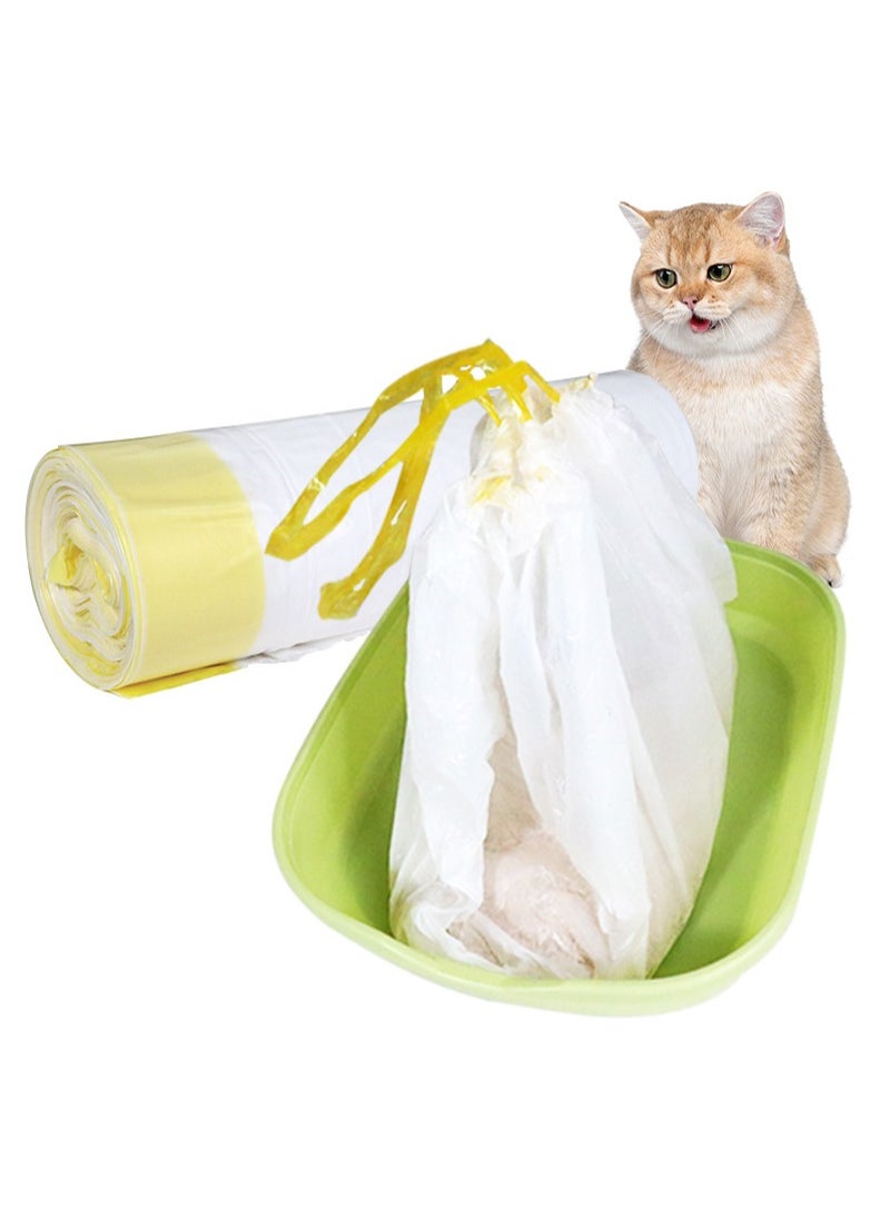 20 Pcs Cat Litter Basin Lined with Garbage Bag with Thickened Drawstring and White Continuous Roll Cat Litter Bag