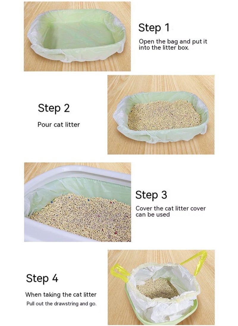20 Pcs Cat Litter Basin Lined with Garbage Bag with Thickened Drawstring and White Continuous Roll Cat Litter Bag