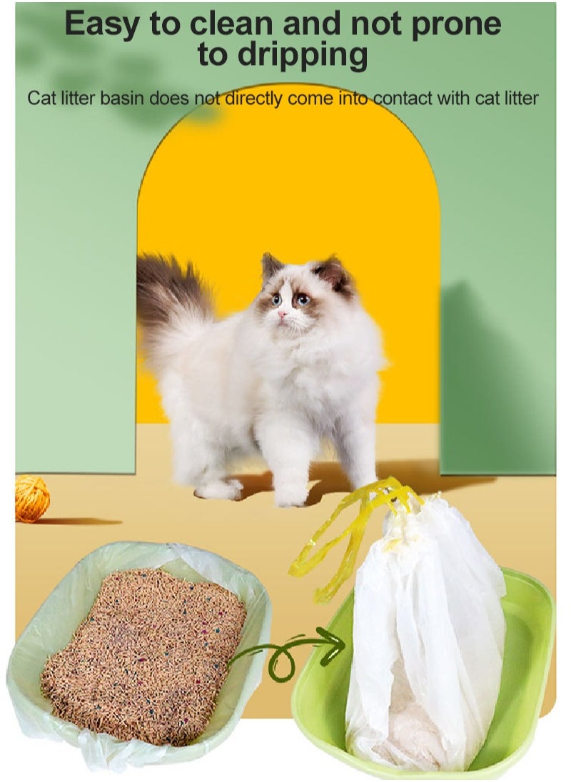 20 Pcs Cat Litter Basin Lined with Garbage Bag with Thickened Drawstring and White Continuous Roll Cat Litter Bag
