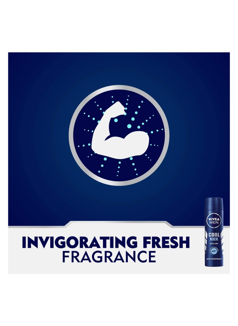 NIVEA MEN - Nivea Men Deodorant Spray For Men Cool Kick Fresh Scent 150ml - Image 1