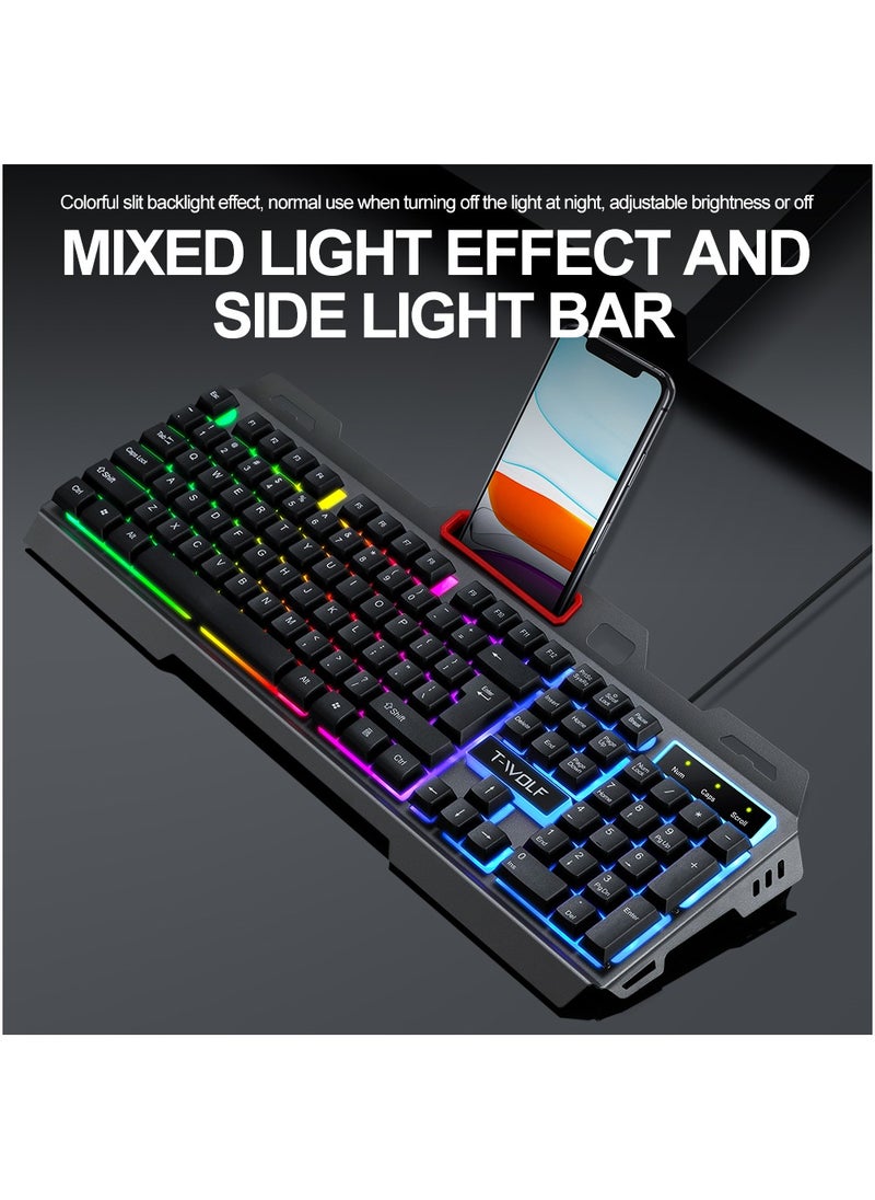 104-Key Gaming Keyboard Steel Plate Backlit Membrane with Mechanical Feeling for Computer Laptop PC Gamer