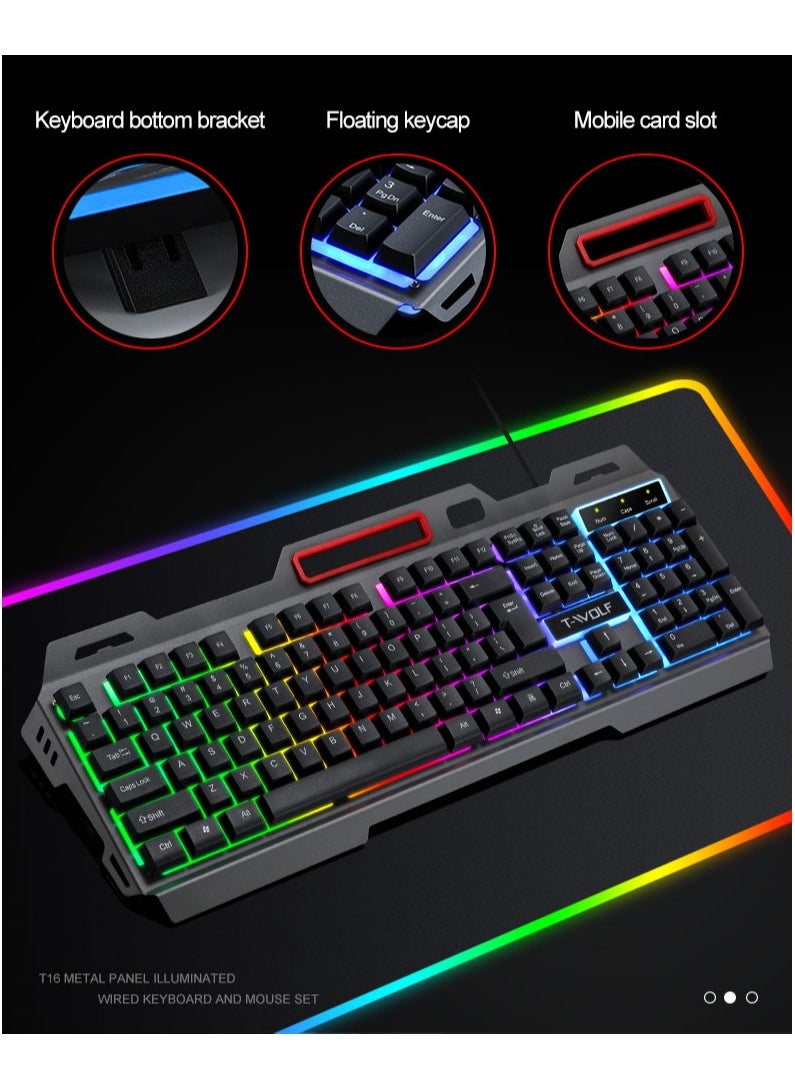 104-Key Gaming Keyboard Steel Plate Backlit Membrane with Mechanical Feeling for Computer Laptop PC Gamer