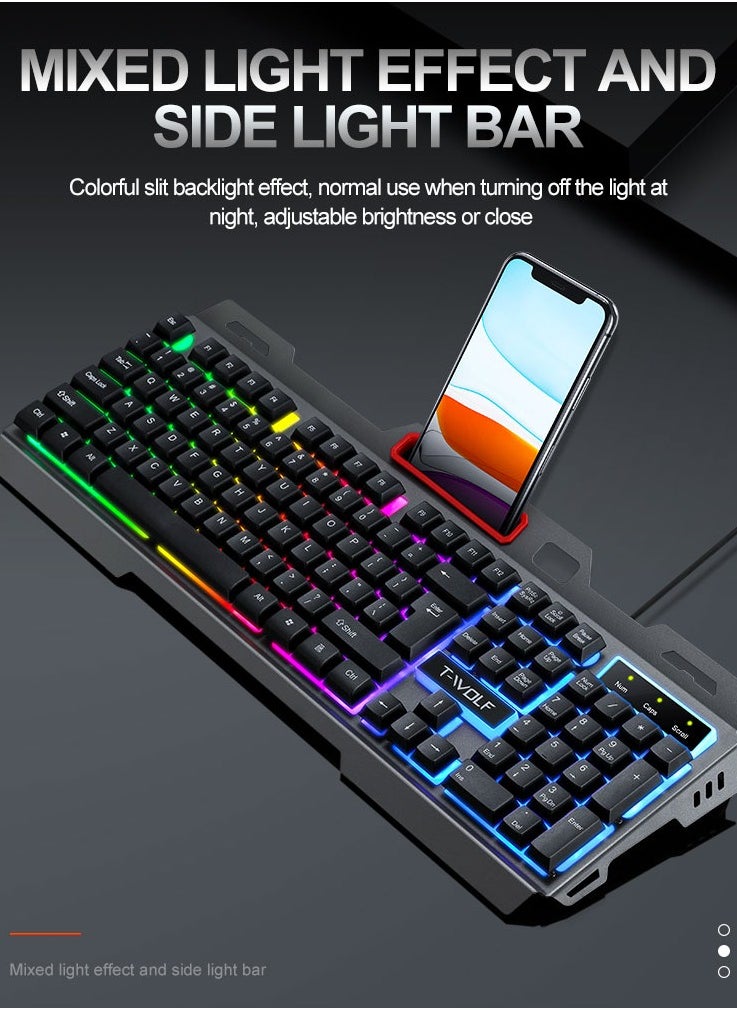 104-Key Gaming Keyboard Steel Plate Backlit Membrane with Mechanical Feeling for Computer Laptop PC Gamer