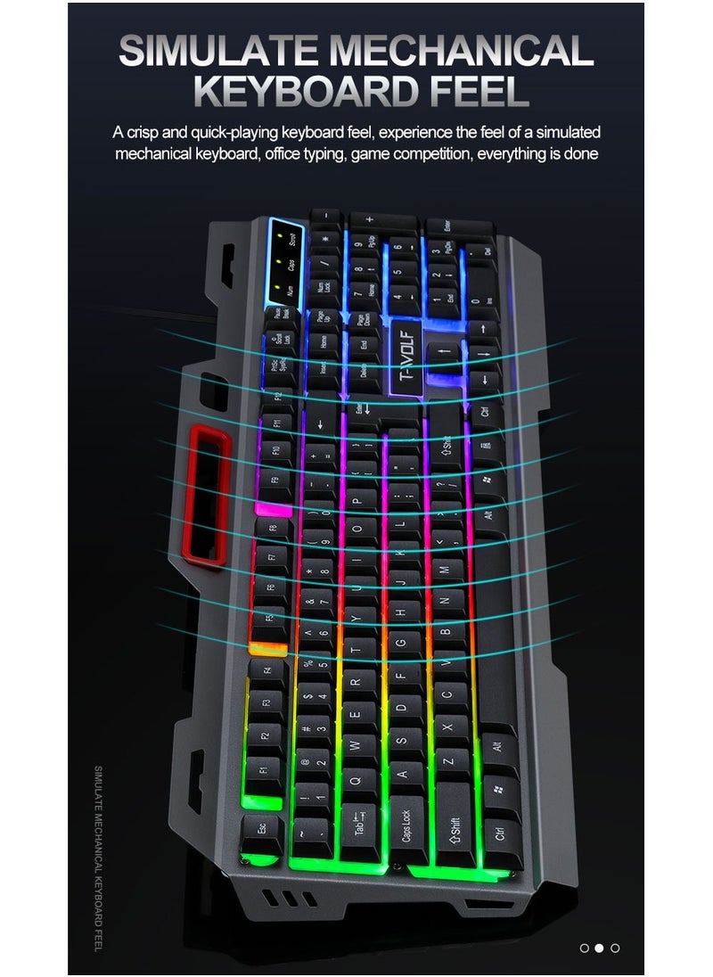 104-Key Gaming Keyboard Steel Plate Backlit Membrane with Mechanical Feeling for Computer Laptop PC Gamer