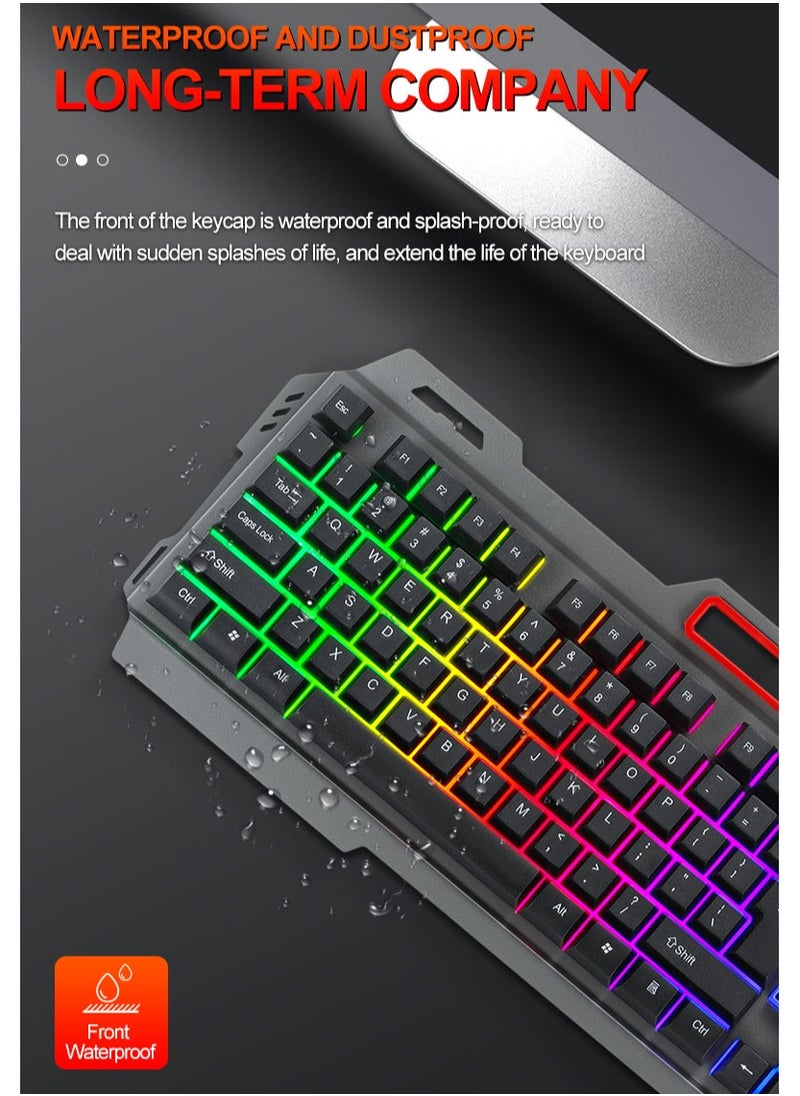 104-Key Gaming Keyboard Steel Plate Backlit Membrane with Mechanical Feeling for Computer Laptop PC Gamer