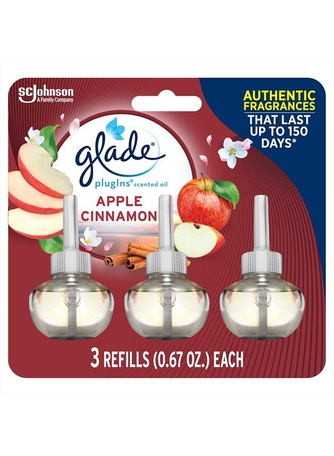 Glade PlugIns Refills Air Freshener, Scented and Essential Oils for Home and Bathroom, Apple Cinnamon, 2.01 Fl Oz, 3 Count - Image 1