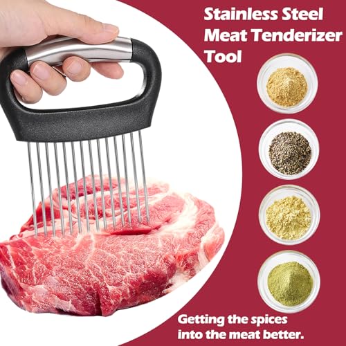 JAYVAR Large Onion Holder for Slicing, Large Onion Cutter Vegetable Chopper, Stainless Steel Tomato Slicer for Potato Lemon, Practical Meat Tenderizer Tool, Kitchen Food Slicer Guide for Neat Slicing - Image 4