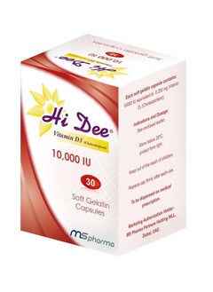 ms pharma Hi Dee Vitamin D3 10000 IU Soft Gelatin Capsules 30's  - Image 1