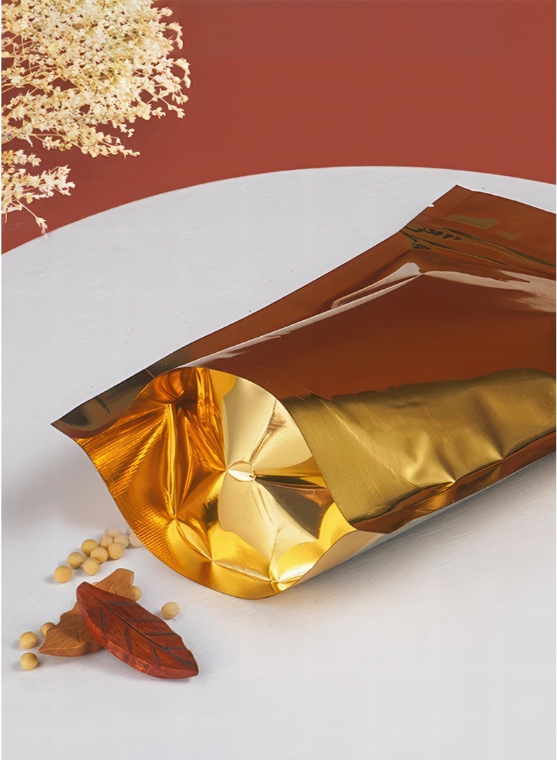 Gmisun 100-Piece Reusable Ziplock Pouch Bags With Window, Water Proof and Oil Proof Food Storage Bags For Candy,  Sweets, Snack, Favors ,Gold 14x20cm  - Image 2