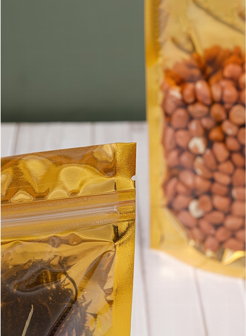 Gmisun 100-Piece Reusable Ziplock Pouch Bags With Window, Water Proof and Oil Proof Food Storage Bags For Candy,  Sweets, Snack, Favors ,Gold 14x20cm  - Image 4