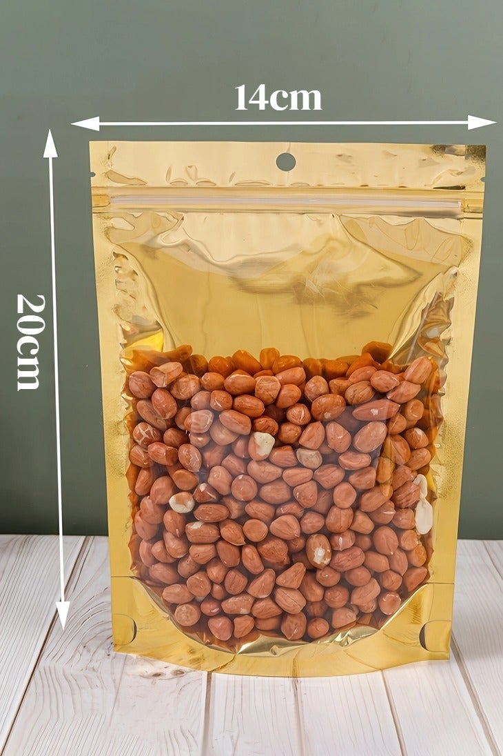 Gmisun 100-Piece Reusable Ziplock Pouch Bags With Window, Water Proof and Oil Proof Food Storage Bags For Candy,  Sweets, Snack, Favors ,Gold 14x20cm  - Image 5