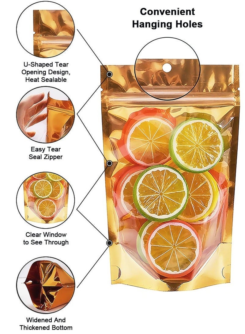 Gmisun 100pcs Gold Ziplock Candy Bag, Gift Bag, Small Biscuit Pastry Packaging Bag, Small Object Decoration Bag 15cm×20cm Eid Mubarak - Image 3