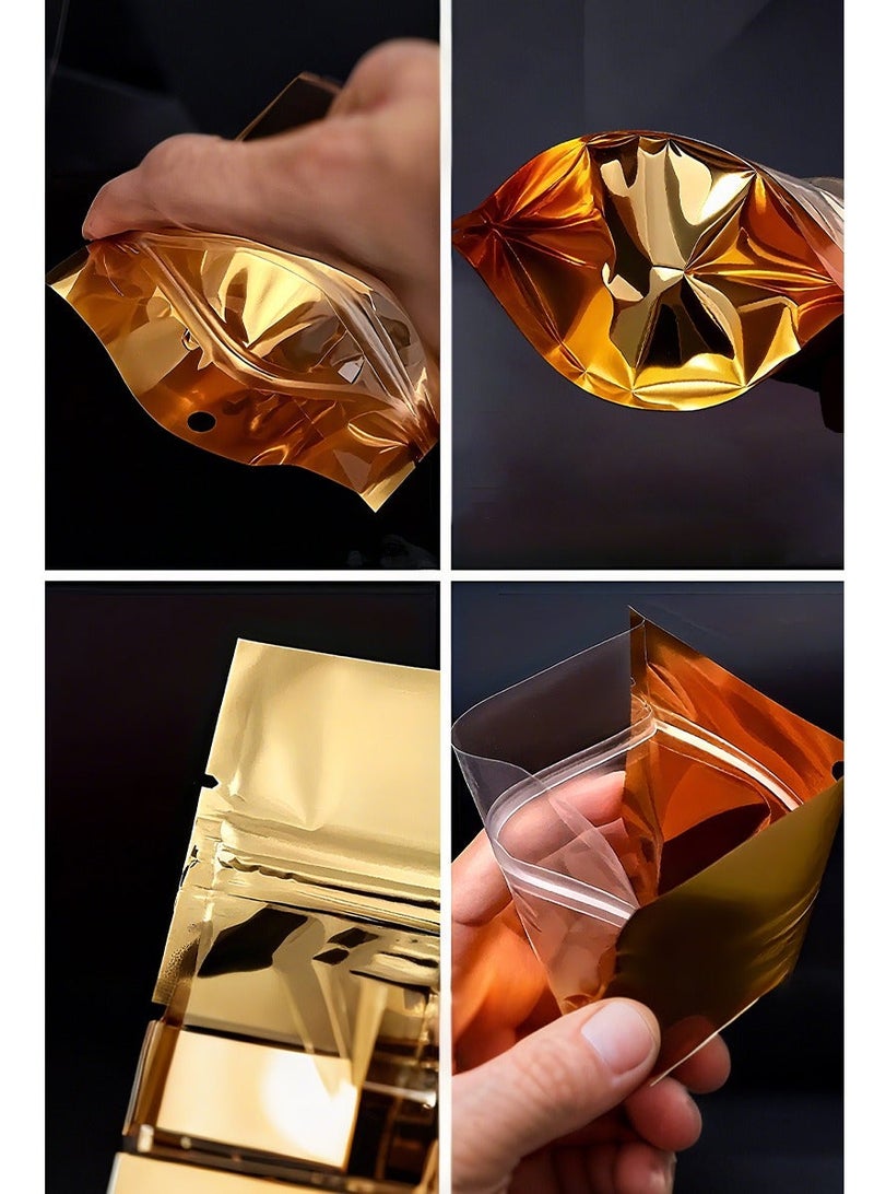 Gmisun 100pcs Gold Ziplock Candy Bag, Gift Bag, Small Biscuit Pastry Packaging Bag, Small Object Decoration Bag 15cm×20cm Eid Mubarak - Image 5