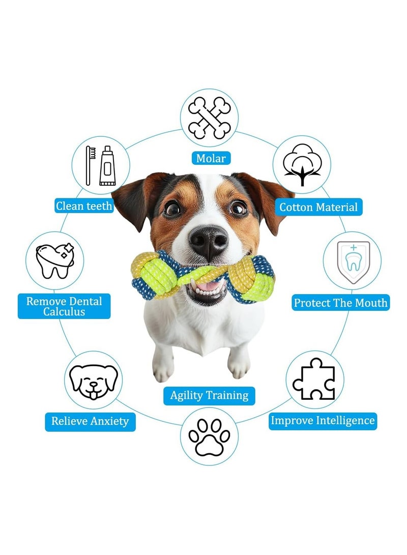 NNC PETS Dog rope toys for small to medium breeds, Interactive chew toys with Mixed textures and Braided design,  Durable knot dog toy set, Suitable for Teeth cleaning & Tug-of-war 7Pcs (Blue) - Image 4