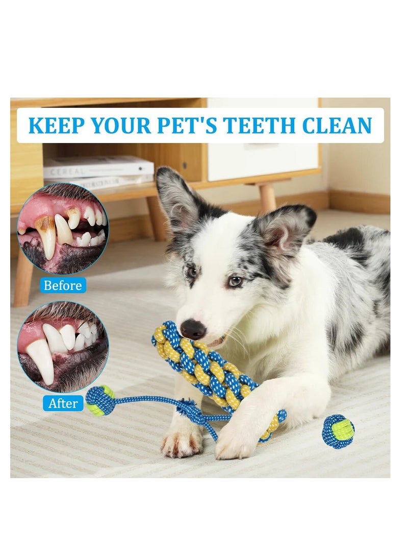 NNC PETS Dog rope toys for small to medium breeds, Interactive chew toys with Mixed textures and Braided design,  Durable knot dog toy set, Suitable for Teeth cleaning & Tug-of-war 7Pcs (Blue) - Image 5