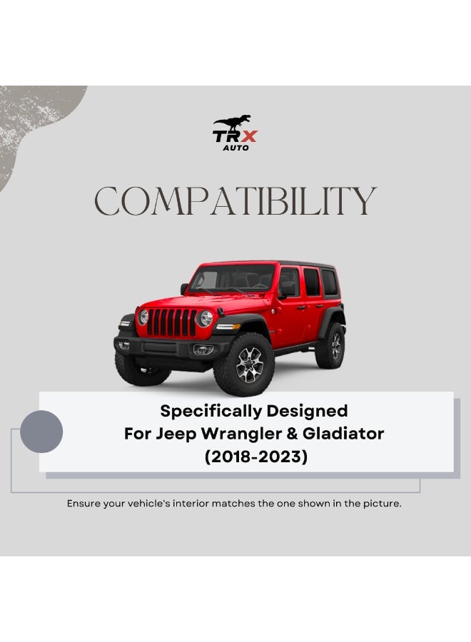  تي ار اكس اوتو لوحة تخزين لوحة تحكم TRX AUTO مع حامل هاتف شحن لاسلكي لسيارات جيب رانجلر وجلادياتور 2018-2023 | منظم جبل الهاتف | حامل الهاتف السريع للشحن اللاسلكي | ملحقات داخل جيب غلادياتور - Image 4