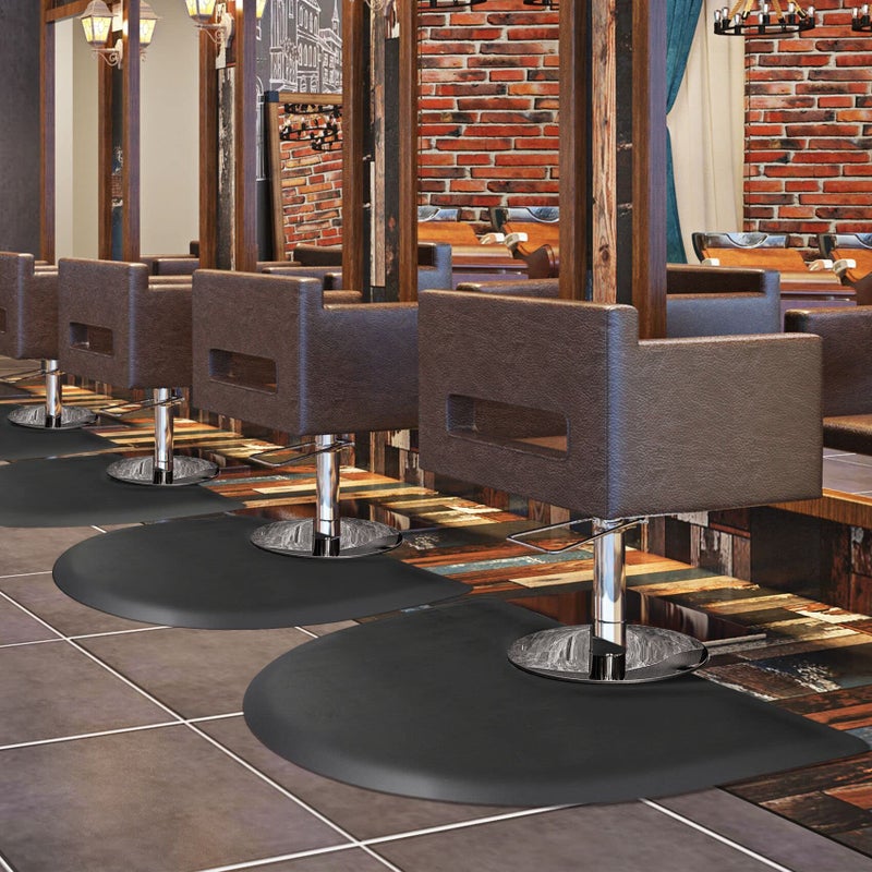 Rocktric Salon mats for Hair Stylist 3x5 Barber Shop Salon Floor Chair Mat Black Semi Circle Hair Stylist Station Anti Fatigue Salon Mats 12 Thick Salon Standing Mat