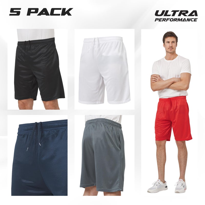 Ultra Performance 5 Pack Mens Shorts, Athletic Gym Shorts Workout Basketball Shorts for Men, X-Large - Image 2