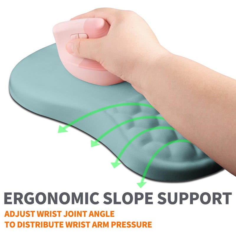 Armanza Ergonomic Joint Wrist Support Mouse Pad With Memory Foam Cushion Massage Bump  Carpal Tunnel Pain Relief Mousepad Slope Design For Wrist Rest  11.8X7.9 In  Lightblue - Image 2