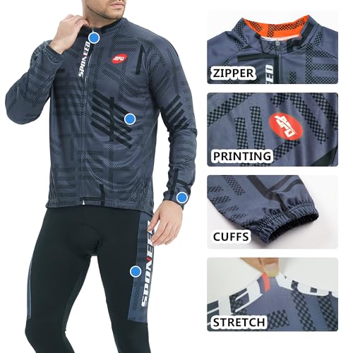sponeed Mens Road Bike Jersey Cycling Tights Quick Dry Pockets Bicycle Kit 4D Padded Set L Grey Multi - Image 5