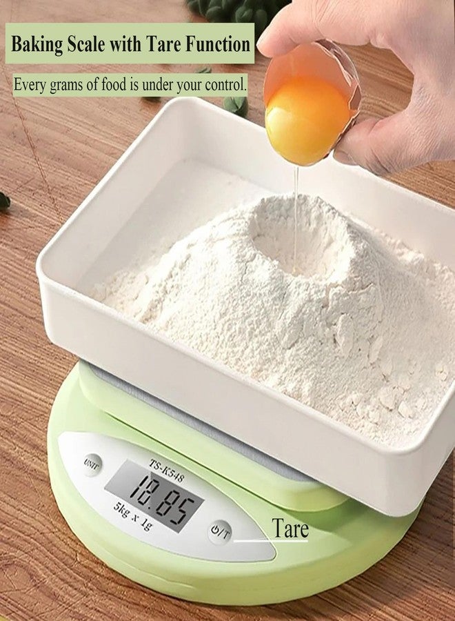 Soseelnee ميزان مطبخ لطيف، ميزان طعام رقمي بشاشة LCD، سعة 5 كجم (11 رطل)، قياس دقيق للوزن 1 جم (0.03 أونصة) للخبز والطبخ (أخضر) - Image 4