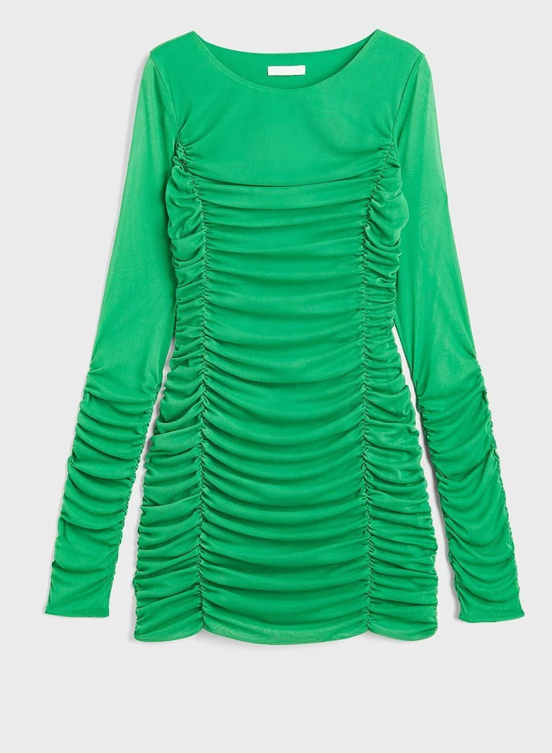 H&M Ruched Long Sleeve Dress