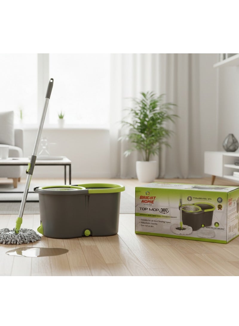 Bright Home 360° Rotating Floor Mop with Dual Chamber Bucket and Stainless Steel Spin Basket – Adjustable Handle & Quick Water Drainage - Image 4