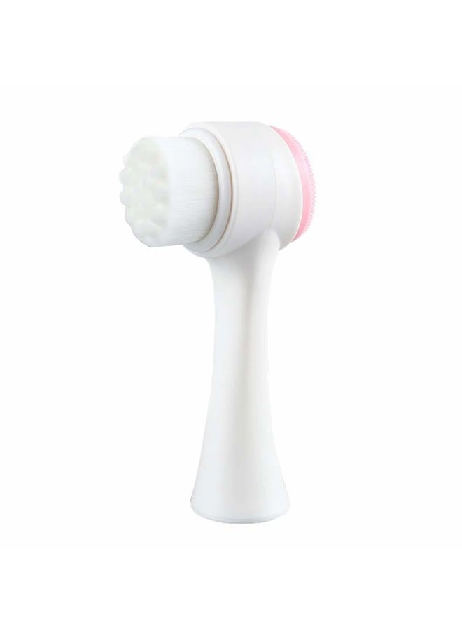 CONVELIFE 3D Stand Vertical Silicone Facial Wash Brush, Double Sides Face Brush, 2 in 1 Facial Cleansing Brush Manual Dual-action Face Brush for Acne, Clogged Enlarged Pores Sensitive Delicate, Dry Skins (Pink) - Image 1
