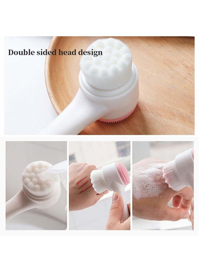 CONVELIFE 3D Stand Vertical Silicone Facial Wash Brush, Double Sides Face Brush, 2 in 1 Facial Cleansing Brush Manual Dual-action Face Brush for Acne, Clogged Enlarged Pores Sensitive Delicate, Dry Skins (Pink) - Image 5