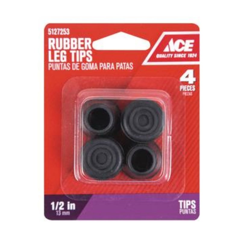 آيس أطراف أرجل مطاطية من إيه سي إي – عبوة من ٤ قطع، واقيات أرجل الكراسي والطاولات بسمك ١/٢ بوصة (١٣ مم)، لون أسود - Image 1