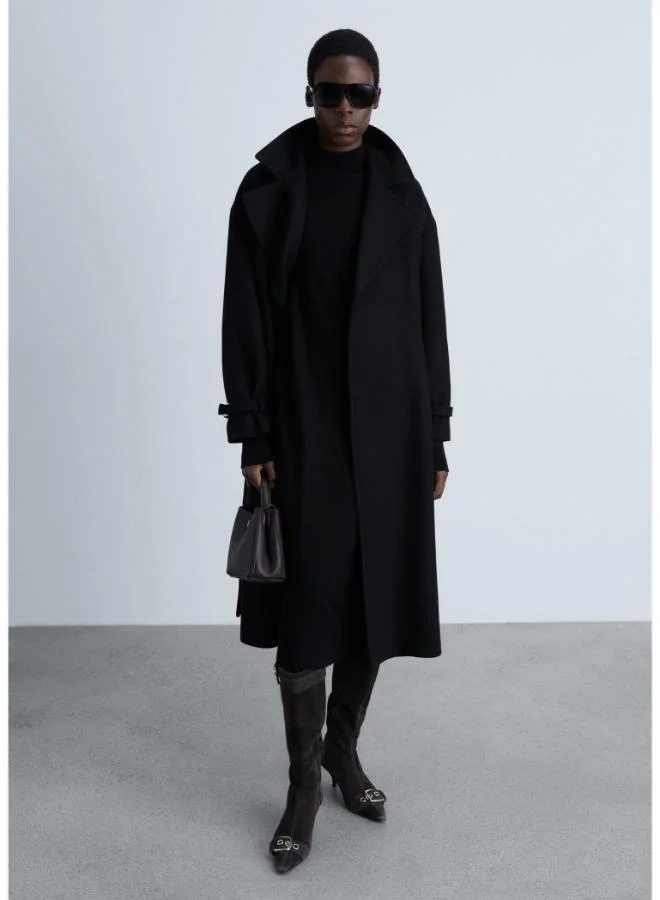 MANGO Black Knit Midi Dress