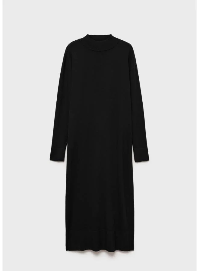 MANGO Black Knit Midi Dress