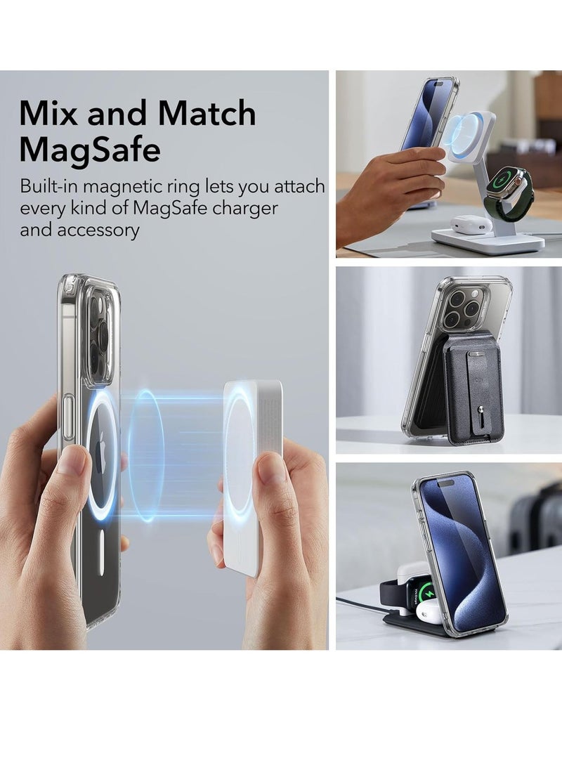 Raxoom iPhone 15 Pro Max Case Set, Compatible with MagSafe, 1 Tempered-Glass Screen Protector, 1 Set of Camera Lens Protectors, Yellowing and Scratch Resistant, Classic Series, Clear - Image 3