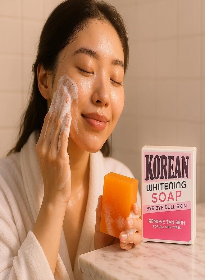MIHAI Korean Whitening Soap - Bye Bye Dull Skin, Remove Tanning, Brightening Face & Body Soap with Kojic Acid, Vitamin C, Niacinamide. Fades Dark Spots, Removes Tan, for All Skin Types.100g (PACK OF 3) - Image 2