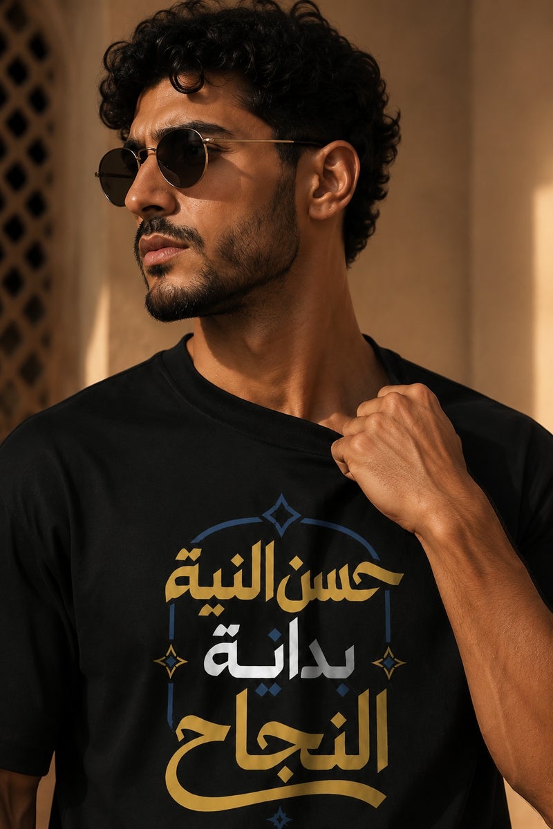 Men's Black Arabic Calligraphy Graphic T-Shirt Oversized Casual Short Sleeve Crew Neck Streetwear Tee - Image 5