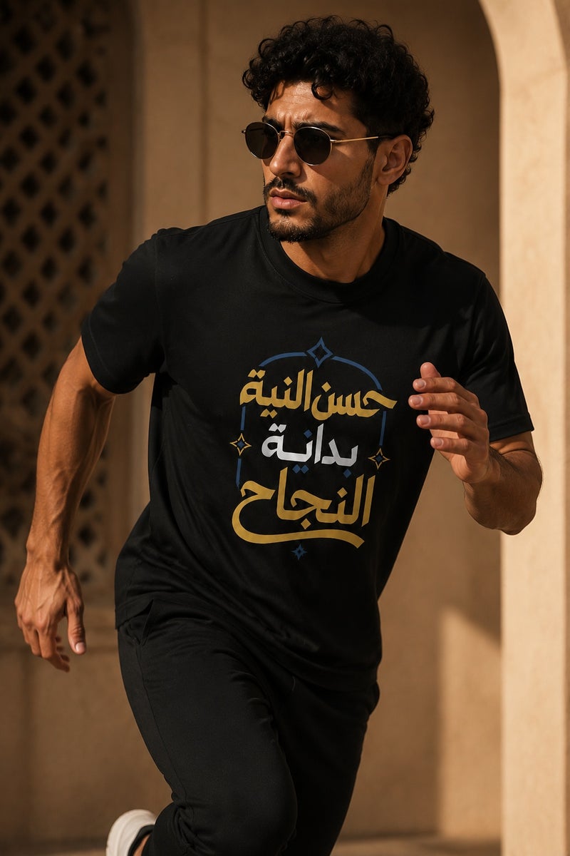 Men's Black Arabic Calligraphy Graphic T-Shirt Oversized Casual Short Sleeve Crew Neck Streetwear Tee - Image 3