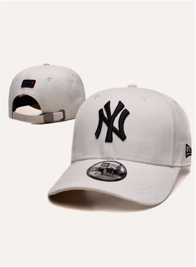 New era 9fort new york yankees baseball hat duck billed hat sun hat pointed hat sun hat pure cotton men's and women's hat baseball outdoor  White - Image 2