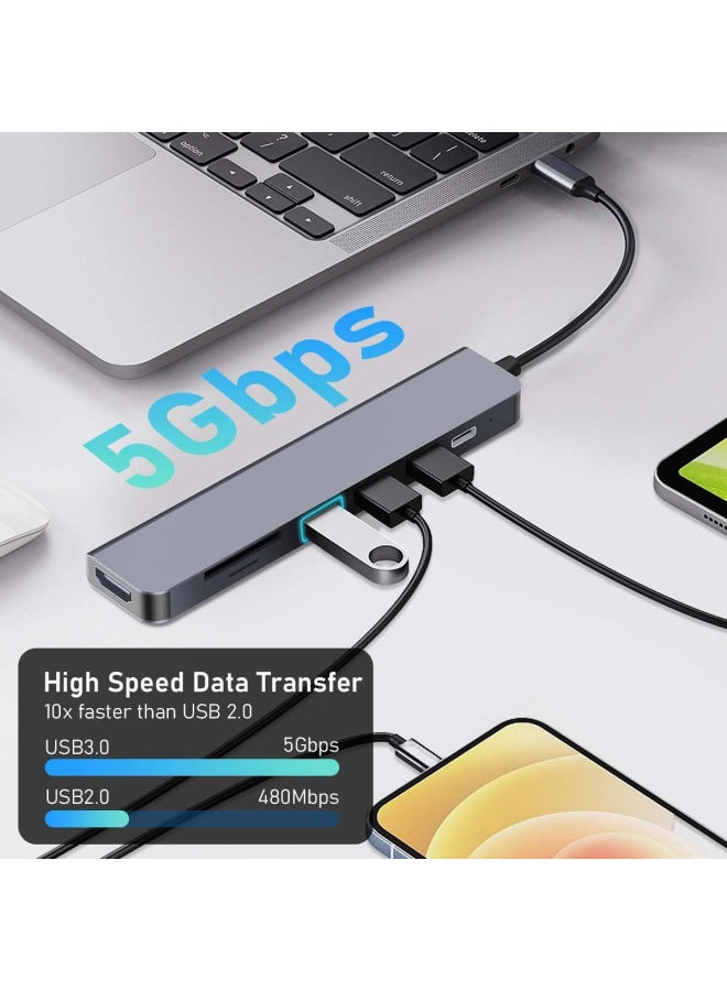 نيوترل 7-in-1 محطة إرساء للهواتف المحمولة والأجهزة اللوحية وأجهزة الألعاب المحمولة، محول متعدد الوظائف من النوع C 7in1 Hub - Image 2