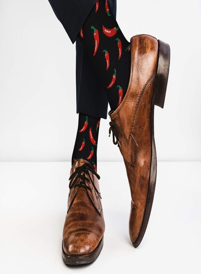 Real Sic Fun Socks for Men and Women - Cozy Cotton Dress Socks with Colorful Designs - Cool, Casual, Seafood Patterned (Chili Pepper) - Image 2