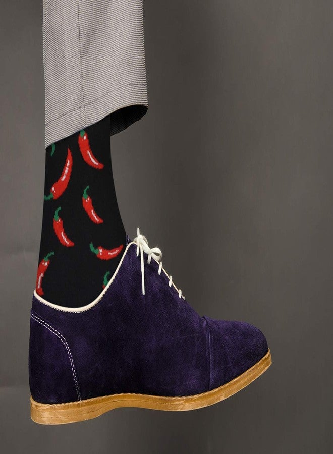 Real Sic Fun Socks for Men and Women - Cozy Cotton Dress Socks with Colorful Designs - Cool, Casual, Seafood Patterned (Chili Pepper) - Image 3
