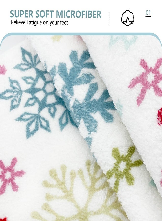 ميهوفوند سجاد حمام MEHOFOND لعيد الميلاد، سجادة حمام شتوية مزينة برقاقات الثلج، سجاد حمام ملون مزين برقاقات الثلج لتزيين الحمام، فائق النعومة والامتصاص، سجاد احتفالي مانع للانزلاق، سجاد حمام مزخرف للعطلات 20 × 32 بوصة - Image 5