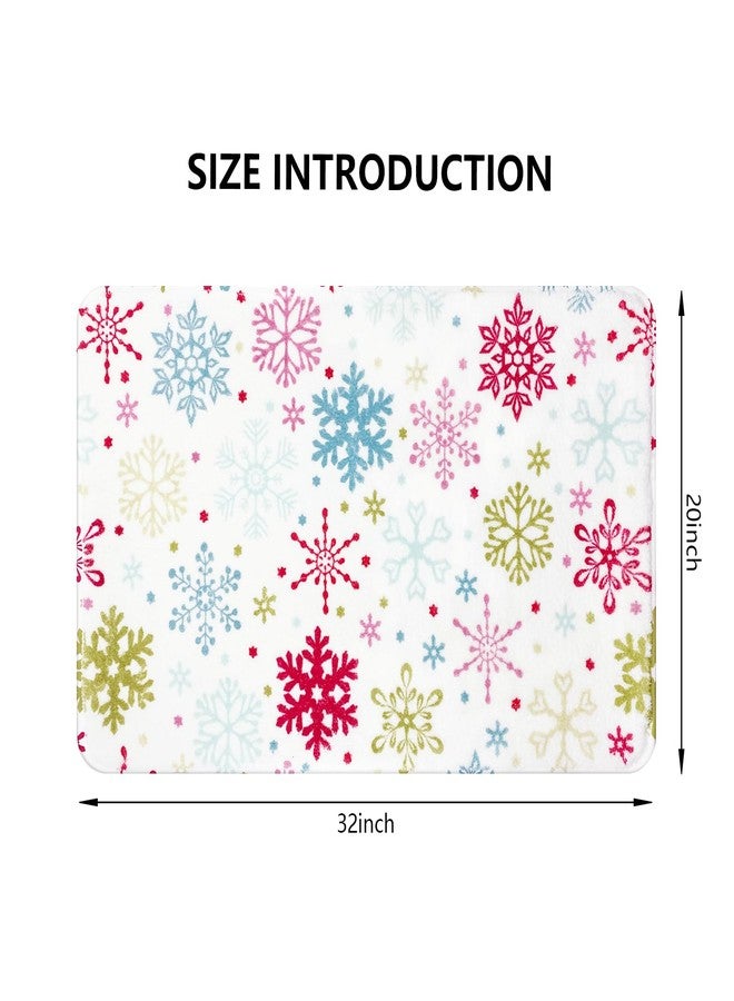 ميهوفوند سجاد حمام MEHOFOND لعيد الميلاد، سجادة حمام شتوية مزينة برقاقات الثلج، سجاد حمام ملون مزين برقاقات الثلج لتزيين الحمام، فائق النعومة والامتصاص، سجاد احتفالي مانع للانزلاق، سجاد حمام مزخرف للعطلات 20 × 32 بوصة - Image 3
